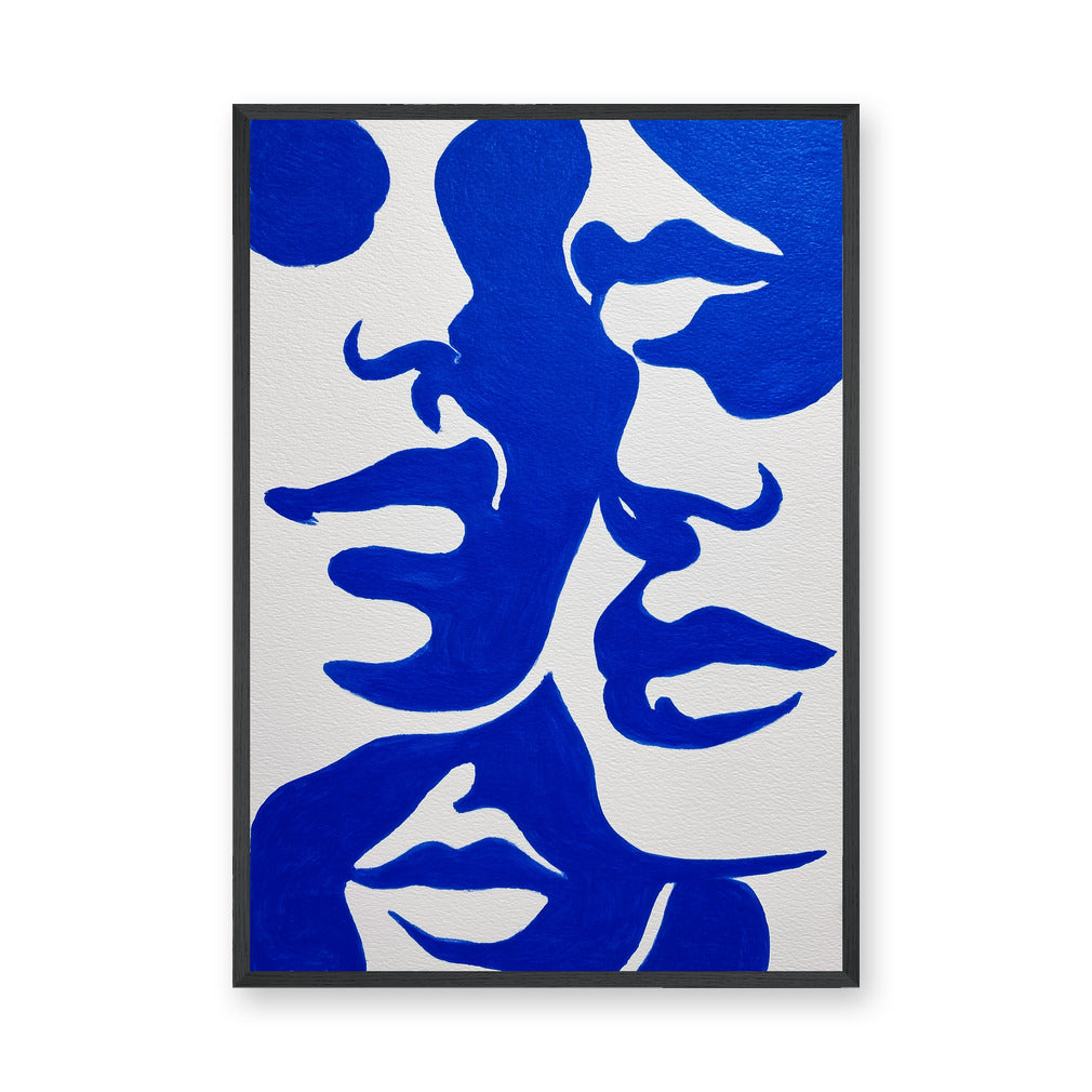 Abstract Art Modern Wall Decor – Cobalt Blue Organic Shapes on White