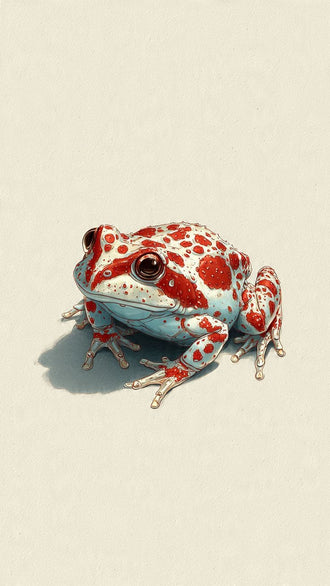 Animals Modern Minimalist Wall Art Print – Red Spotted Frog Illustration