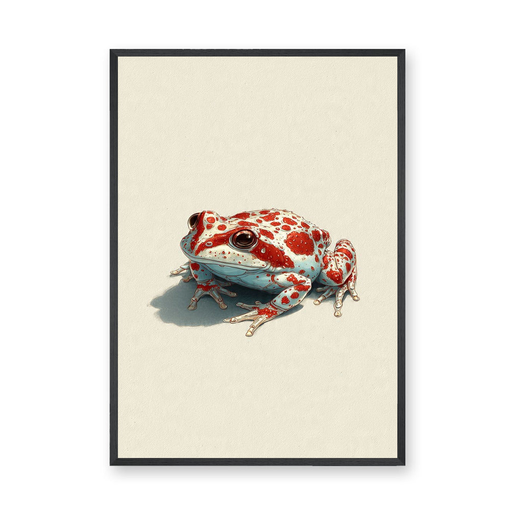 Animals Modern Minimalist Wall Art Print – Red Spotted Frog Illustration