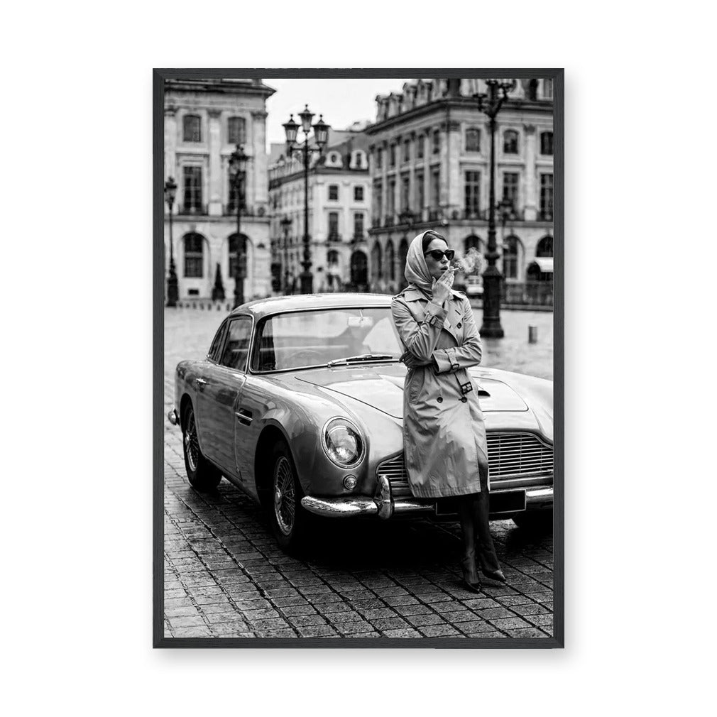 Aston Martin Fashion Photography Vintage Wall Art Poster – European City Scene