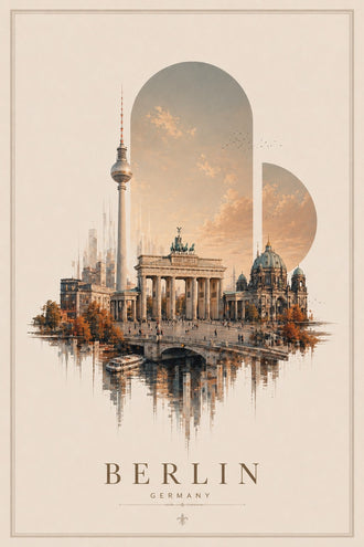 Berlin Cityscape Vintage Wall Art Print – Germany Travel Poster Print