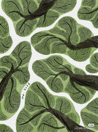 Botanical Modern Wall Art Poster – Green Tree Canopy Watercolor Print
