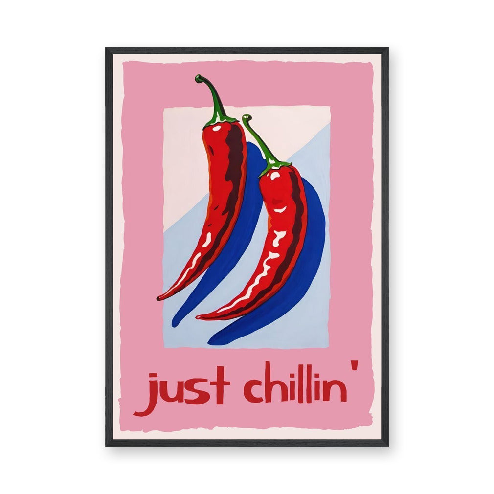 Chili Pepper Pop Art Wall Art Print – Just Chillin’ Red and Blue Peppers