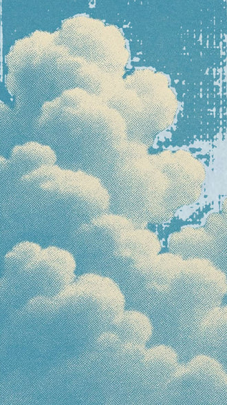 Cloud Sky Vintage Wall Decor – Soft Cream Clouds on Blue