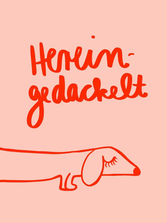 Dachshund Typography Wall Art Poster – Pink Red Line Art Dog Quote Print