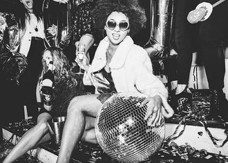 Disco Party Photography Modern Wall Art Poster – Black and White Mirror Ball Scene