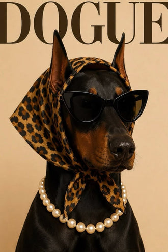 Dogue Stylish Doberman Typography Wall Art Poster – Fashion Dog Print