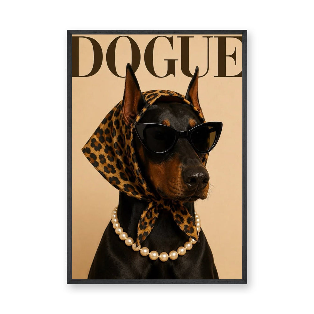 Dogue Stylish Doberman Typography Wall Art Poster – Fashion Dog Print