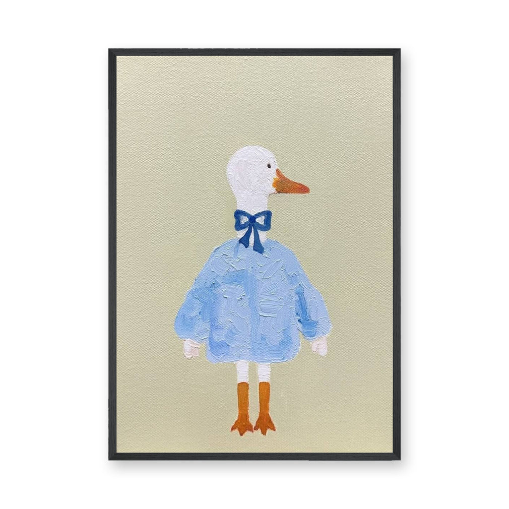 Dressed Duck Kids Wall Art Poster – Whimsical Blue Outfit Nursery Print