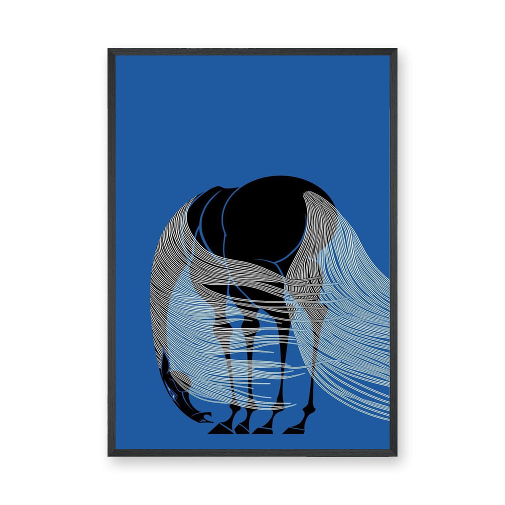 Elephant Modern Line Art Wall Art Print – Blue Abstract Animal Print