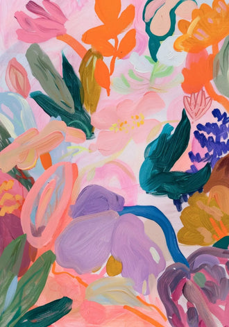 Floral Abstract Wall Art Print – Vibrant Botanical Painting Print