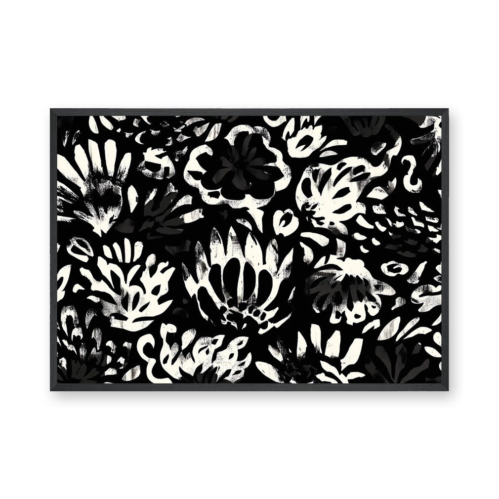 Floral Abstract Wall Decor – Bold Black and White Botanical Pattern