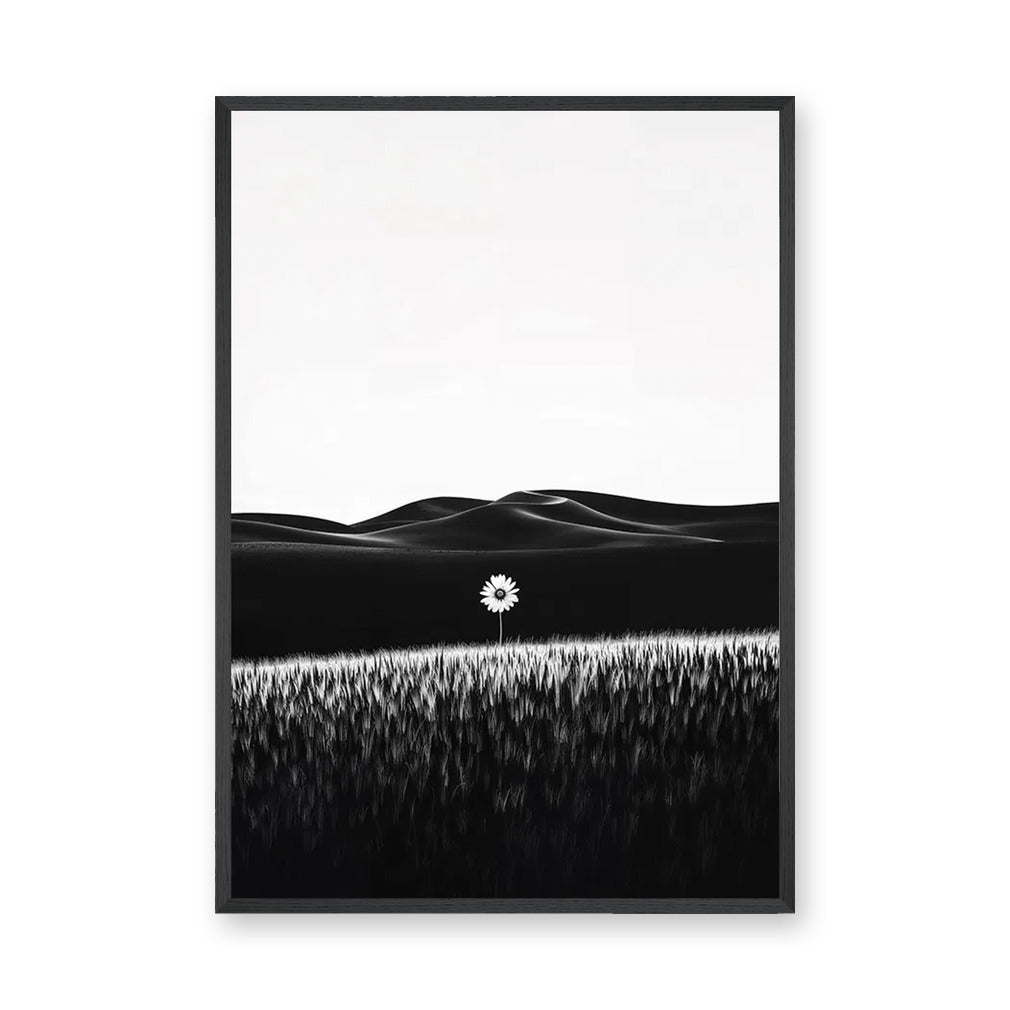 Floral Landscape Minimalist Wall Decor – Black and White Daisy Print