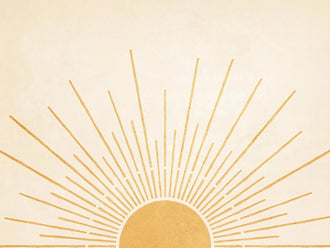 Golden Sunburst Minimalist Wall Art Print – Cream and Gold Celestial Print