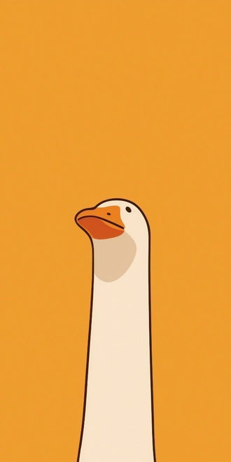 Goose Minimalist Wall Art Print – White Bird on Orange Background