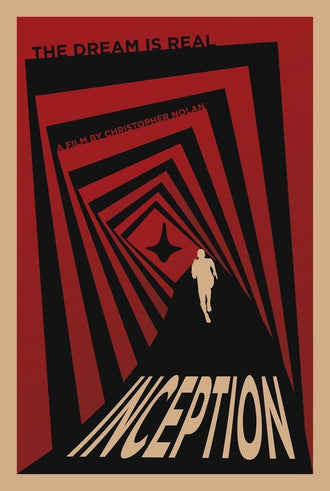 Inception Movie Retro Wall Decor – Red Black Geometric Tunnel Print