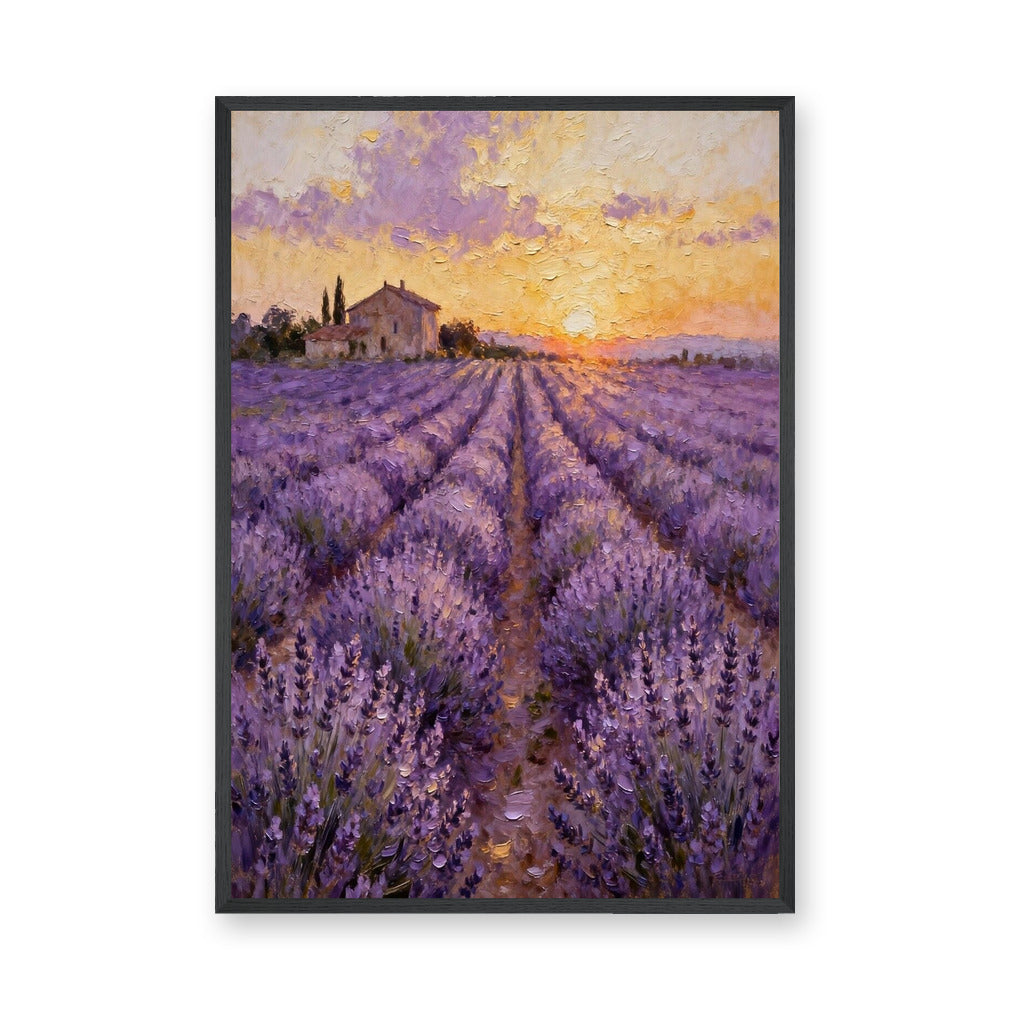 Lavender Field Traditional Wall Decor – Farmhouse Sunset Landscape