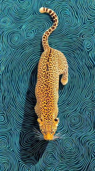 Leopard Surreal Abstract Wall Decor – Teal Swirl Animal Print