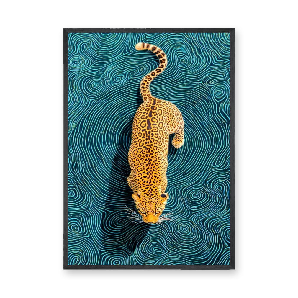 Leopard Surreal Abstract Wall Decor – Teal Swirl Animal Print