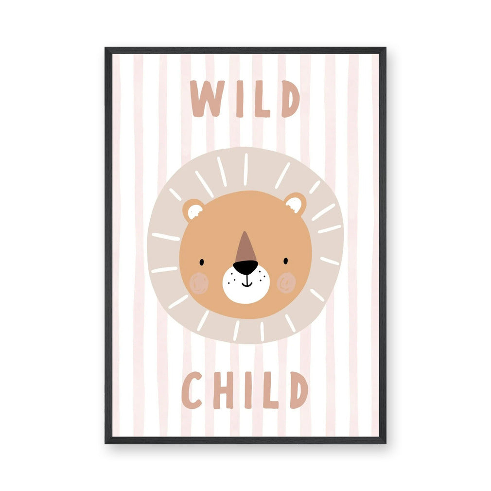 Lion Kids Typography Wall Art Print – Pastel Wild Child Nursery Print