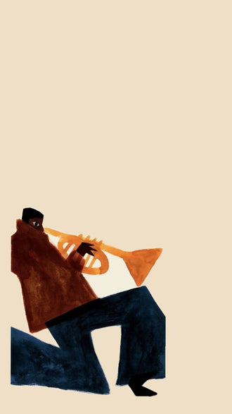 Music Portrait Minimalist Wall Art Poster – Abstract Seated Trumpet Player