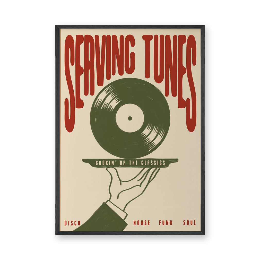 Music Typography Retro Wall Art Poster – Serving Tunes Vinyl Record Print