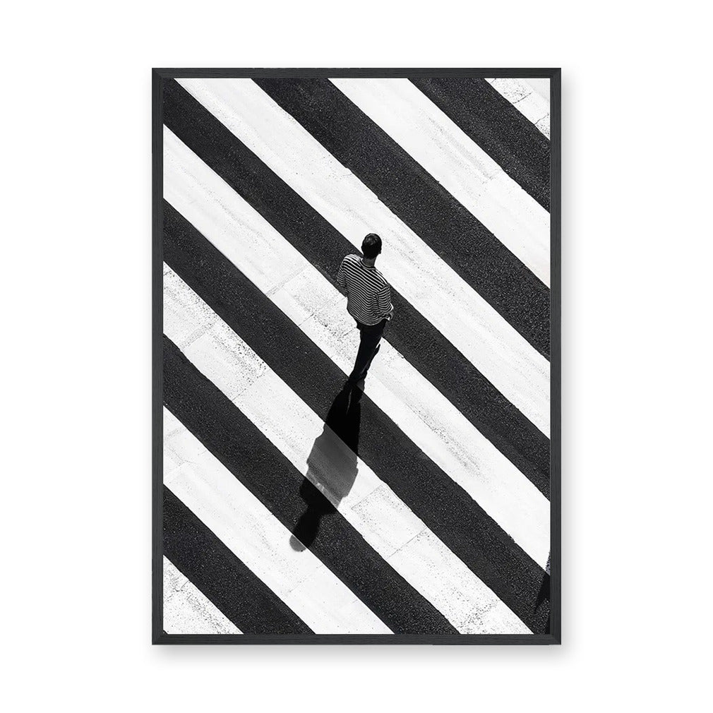 Photography Minimalist Wall Art Poster – Black White Crosswalk Portrait