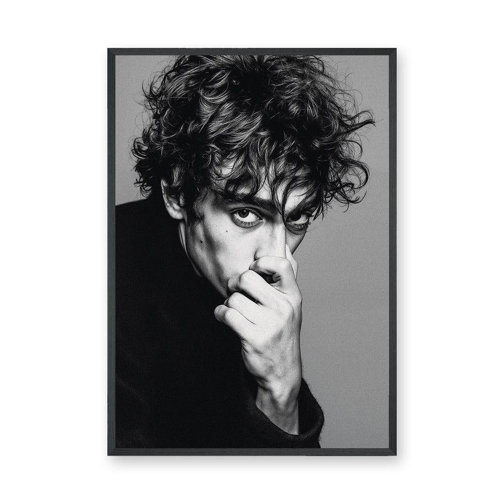 Portrait Photography Modern Minimalist Wall Art Poster – Black and White Male Portrait