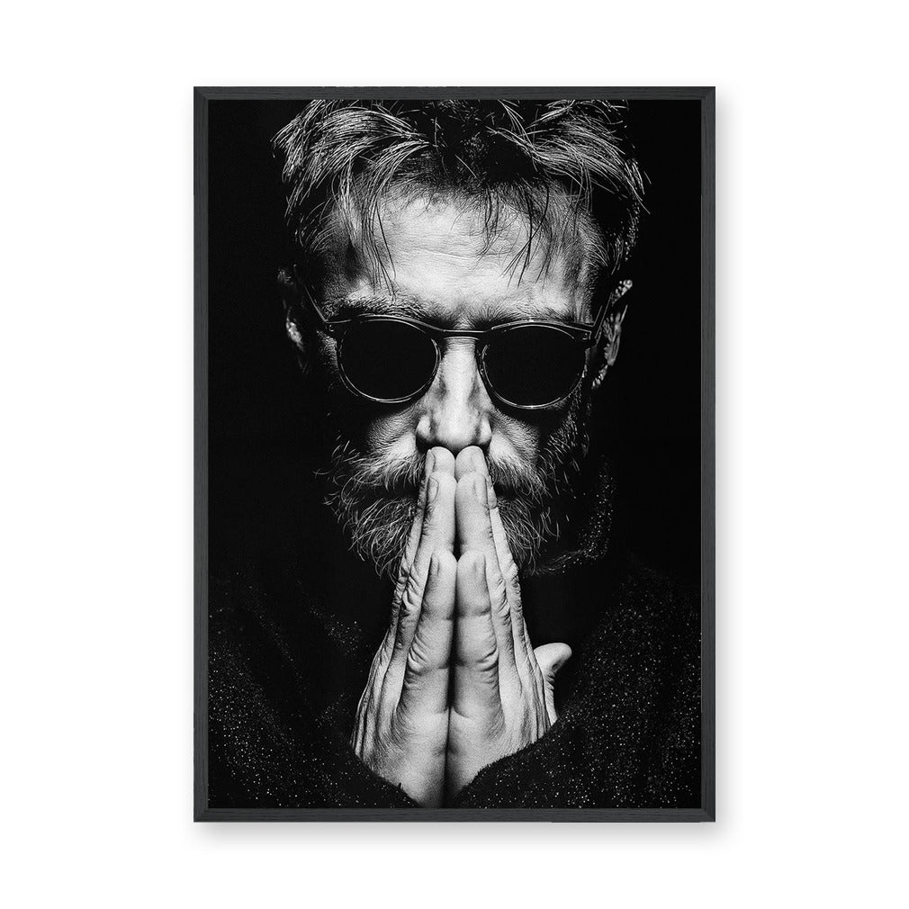 Portrait Photography Modern Wall Decor – Black and White Praying Man