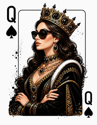 Queen of Spades Portrait Modern Pop Art Wall Art Print – Crowned Card Queen