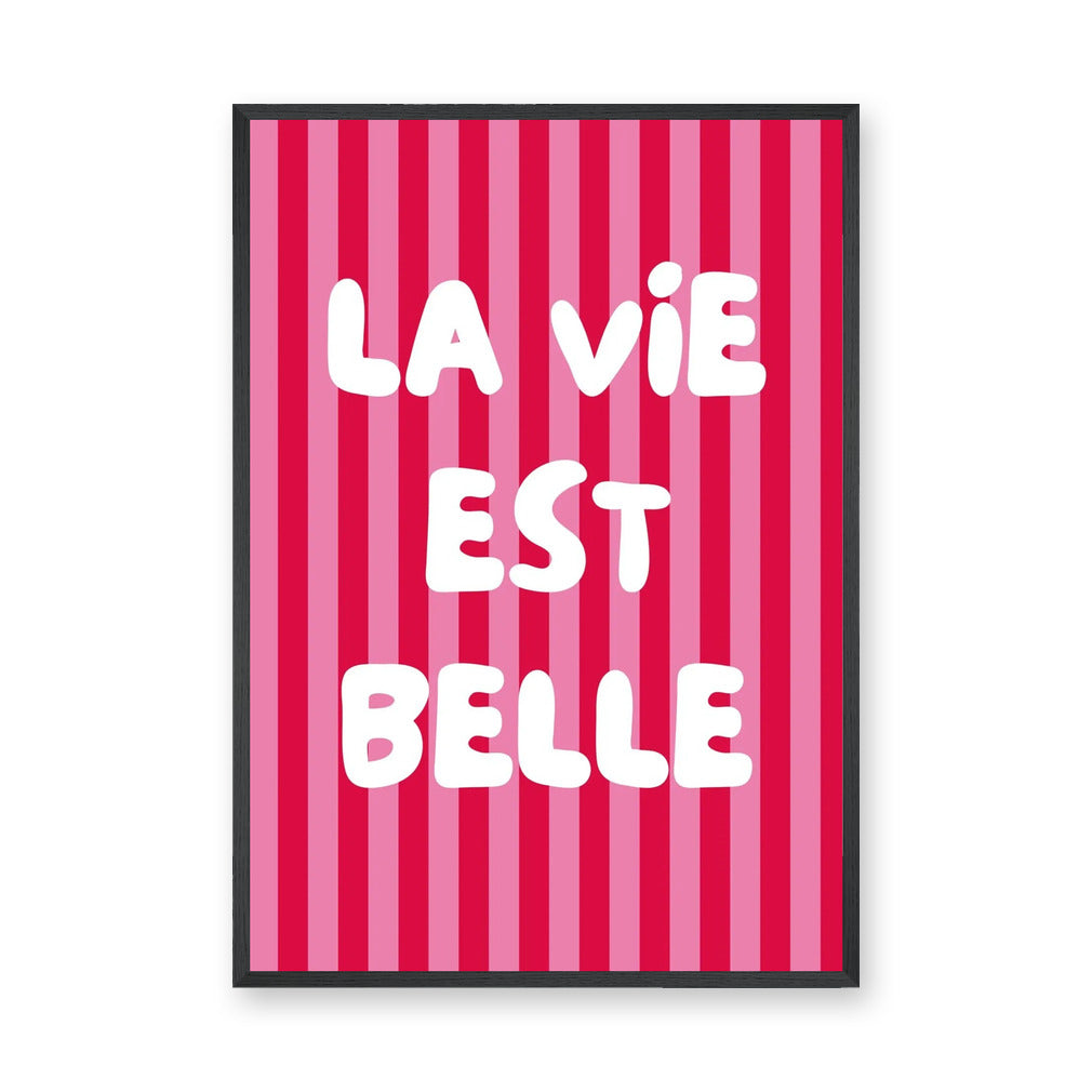 Quote Typography Wall Decor – Pink French Saying in Retro Pop Style