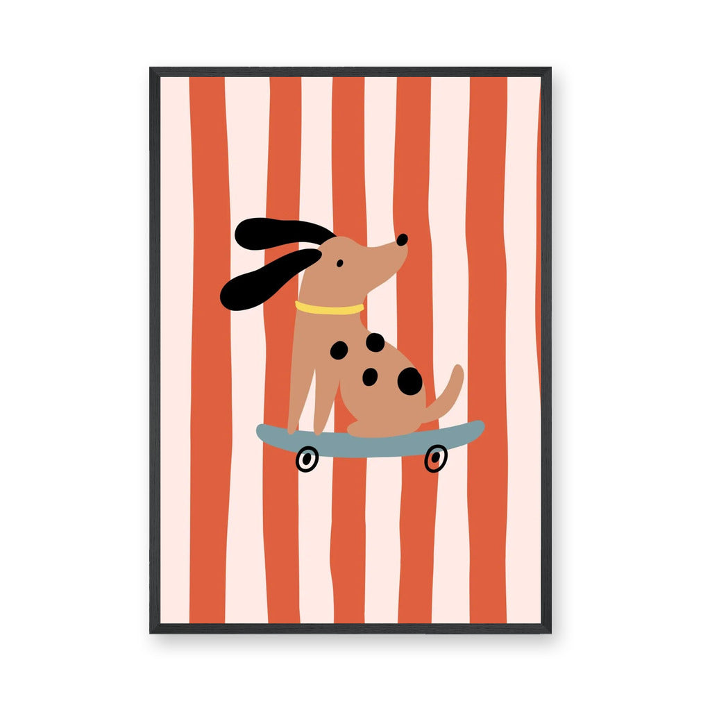Skateboarding Dog Kids Wall Art Poster – Playful Retro Animal Print