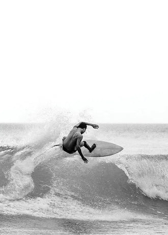 Surfer Photography Modern Wall Art Print – Black-and-White Ocean Wave Print