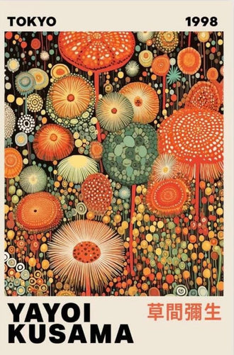 Yayoi Kusama Tokyo Maximalist Wall Art Print – Polka-Dot Floral Print