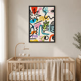 Abstract Art Eclectic Wall Art Poster – Colorful Painterly Doodles