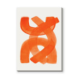 Abstract Art Minimalist Wall Decor – Orange Brushstroke Loops on White