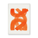 Abstract Art Minimalist Wall Decor – Orange Brushstroke Loops on White