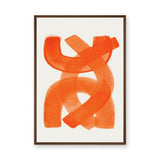 Abstract Art Minimalist Wall Decor – Orange Brushstroke Loops on White