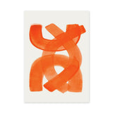 Abstract Art Minimalist Wall Decor – Orange Brushstroke Loops on White