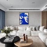 Abstract Art Modern Minimalist Wall Art Poster – Cobalt Blue Shapes on Cream