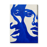 Abstract Art Modern Minimalist Wall Art Poster – Cobalt Blue Shapes on Cream