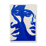 Abstract Art Modern Minimalist Wall Art Poster – Cobalt Blue Shapes on Cream