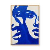 Abstract Art Modern Minimalist Wall Art Poster – Cobalt Blue Shapes on Cream