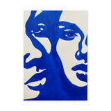 Abstract Art Modern Minimalist Wall Art Poster – Cobalt Blue Shapes on Cream