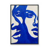 Abstract Art Modern Minimalist Wall Art Poster – Cobalt Blue Shapes on Cream