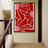 Abstract Art Modern Minimalist Wall Art Poster – Red and Pink Organic Shapes