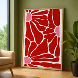 Abstract Art Modern Minimalist Wall Art Poster – Red and Pink Organic Shapes