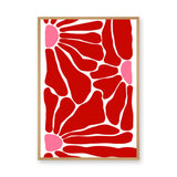 Abstract Art Modern Minimalist Wall Art Poster – Red and Pink Organic Shapes