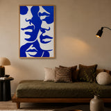 Abstract Art Modern Wall Decor – Cobalt Blue Organic Shapes on White