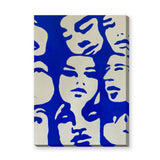 Abstract Faces Modern Line-Art Wall Art Poster – Blue and Cream Portrait Print